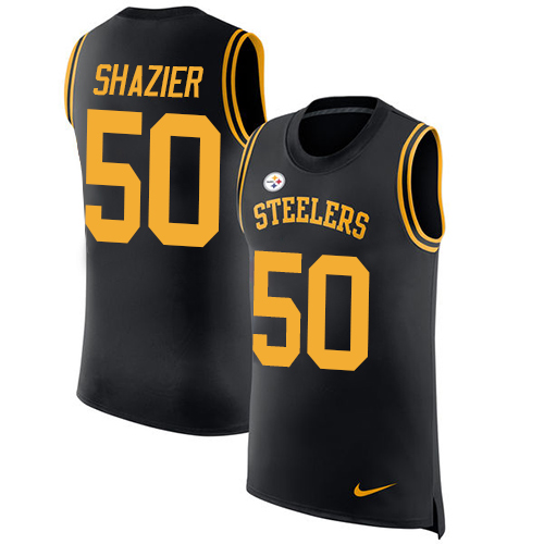 Nike Steelers #50 Ryan Shazier Black Team Color Men's Stitched NFL Limited Rush Tank Top Jersey - Click Image to Close